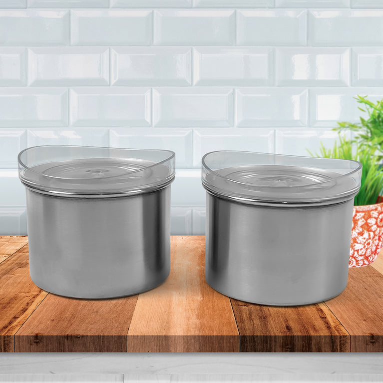 Multipurpose Stainless Steel Airtight Containers With See Through Lid (2 Pc  500 Ml)