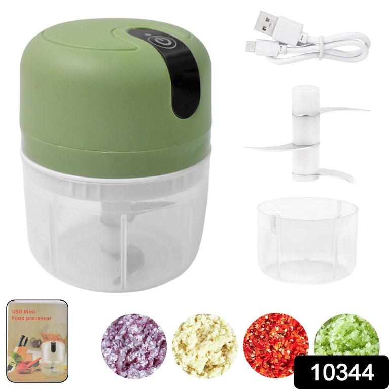 Wireless Usb Rechargeable Mini Electric Garlic Machine  Chopper 3 Blades (250ml)