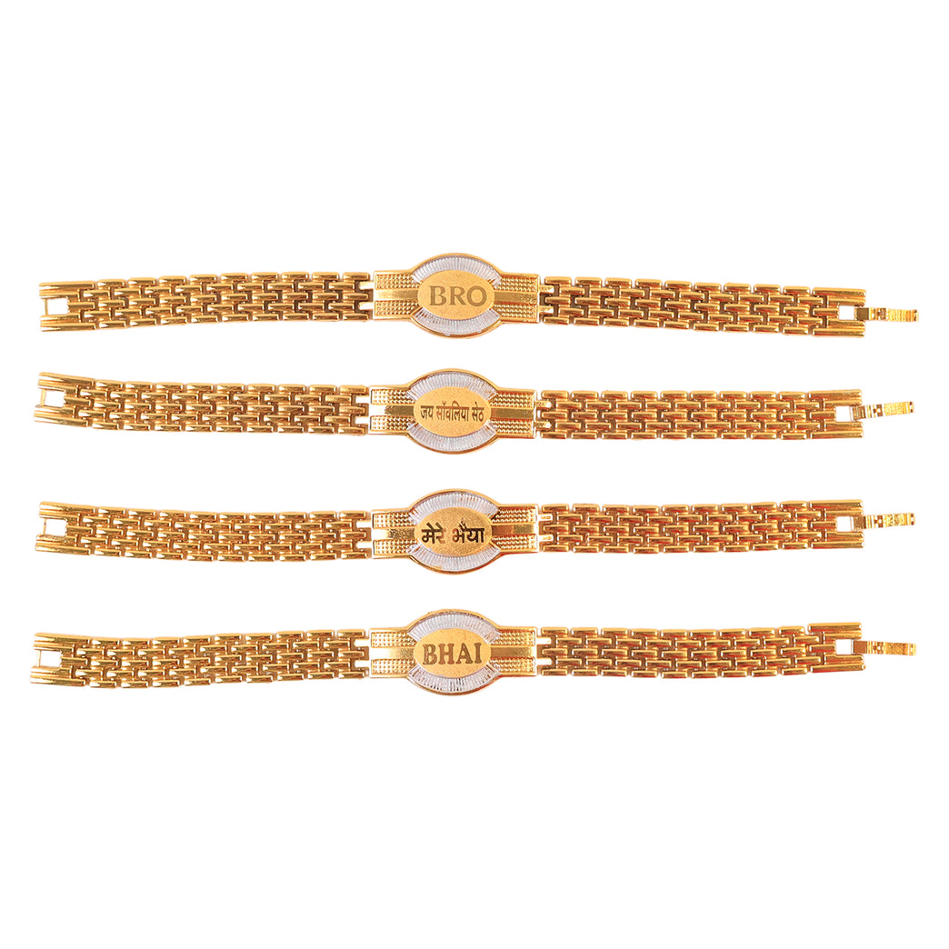 Rakhi Bracelet For Brother Metal Chain Style Rakhi With Mixed Designs (1 Pc)