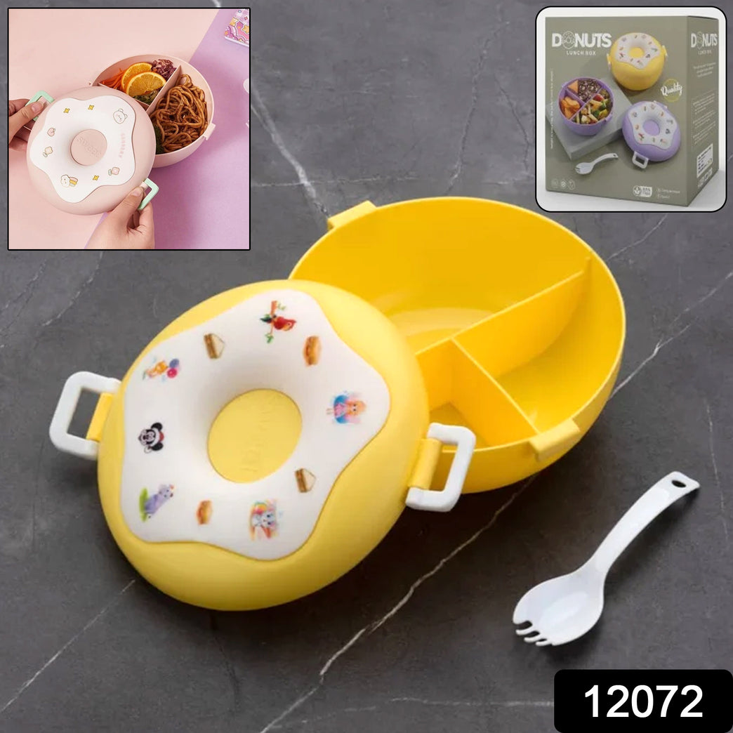 Donut Shaped Double Insulated 3 Compartment Lunch Box (1 Pc  Mix Color)