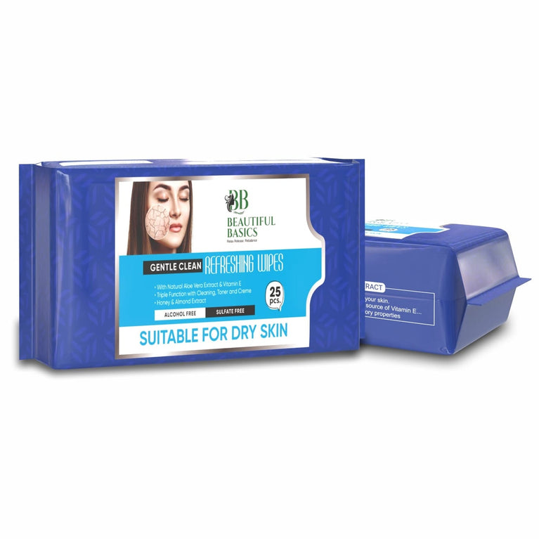 Beautiful Basics Dry  Sensitive Skin Face Wipes (2 Pkts X 50 Pcs Wipes)