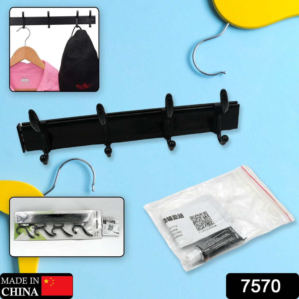 7570 Cloth Hanger Wall Door Hooks Rail For Hanging Clothes For Hanging Hook Rack Rail Extra Long Coat Hanger Wall Mount For Clothes Jacket Hats 6 Hook With Eco-friendly Liquid Adhesive Glue