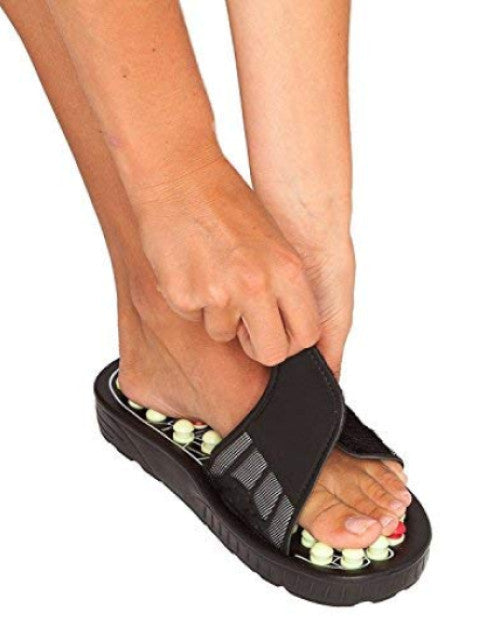 Accuppressure Accu Yoga Paduka Slippers for Both Men and Women in Free Size with Full Body Relaxaton Techno, Black