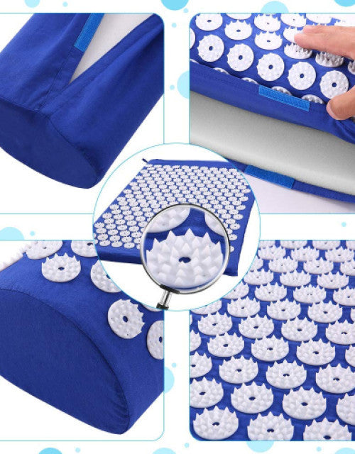 Acupressure Mat and Cushion Set, Pure Cotton Detachable Massage Pad with Carry Bag