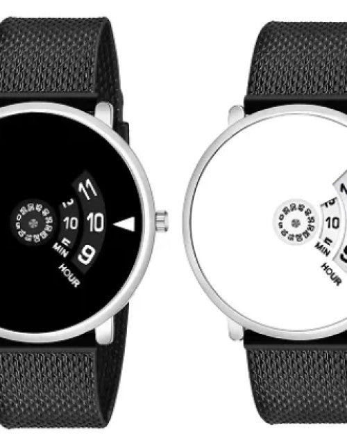 Analog Watches for Men (Black, Pack of 2)