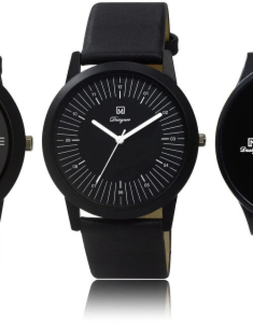 Analog Watches for Men (Black, Pack of 3)