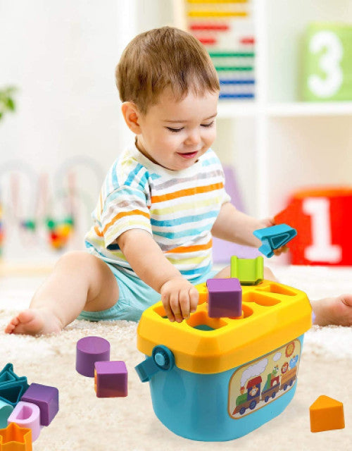 Baby's First Blocks Shape Sorter Toddler Toy Colour Shape ABCD Developmental Educational Learning Activity