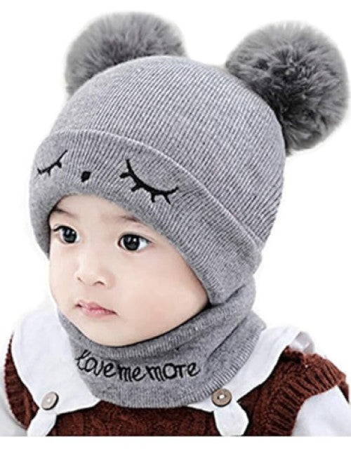 Boys & Girls Double Side pom Pom Hat Winter Cap