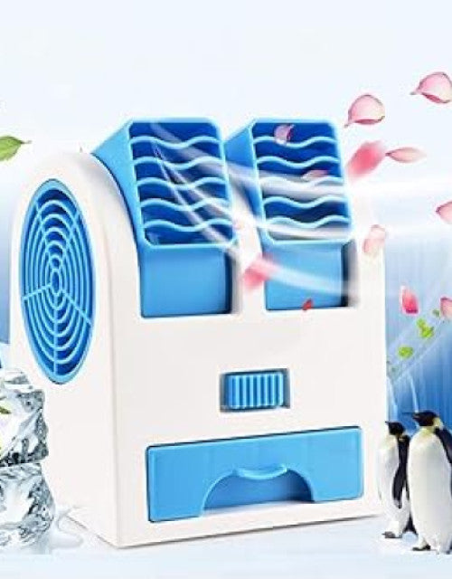 CUBE ROOT Portable Small Plastic Air Conditioner Water Cooler Mini Fan and Dual Bladeless for Use in Car/Home/Office (Multicolour)