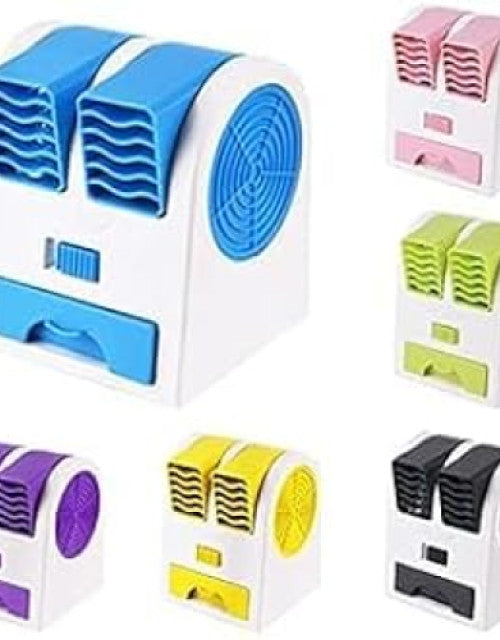 CUBE ROOT Portable Small Plastic Air Conditioner Water Cooler Mini Fan and Dual Bladeless for Use in Car/Home/Office (Multicolour)