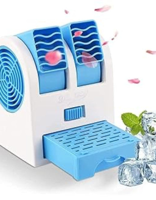 CUBE ROOT Portable Small Plastic Air Conditioner Water Cooler Mini Fan and Dual Bladeless for Use in Car/Home/Office (Multicolour)