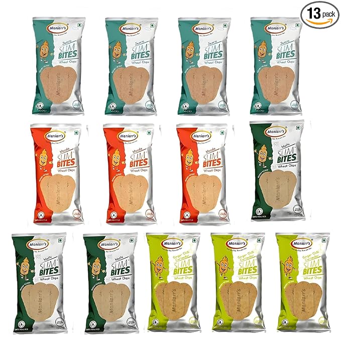 Maniarrs Slim Bite Jain Khakhra With 4 Flavors (Pack Of 13) 780 Grams Wheat Khakhara Healthy  Crispy Low Carb Snack