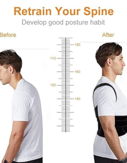 EKTAELITE Rehab Neoprene Posture Corrector With Two Metallic Plates Posture Belt For Back Straightener Brace For Spine & Body Posture Correction, Backbone Support Belt For Men & Women