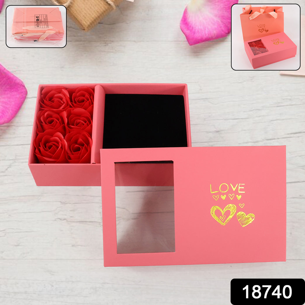 Jewellery Gift Box With Lids  Roses Packaging Box With 6 Roses (1 Set)