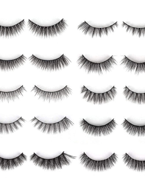 Fake Eyelashes, Long Natural Eyelashes, Faux Mink Fake Eyelash Volume Lashes ( Pack of 10 )