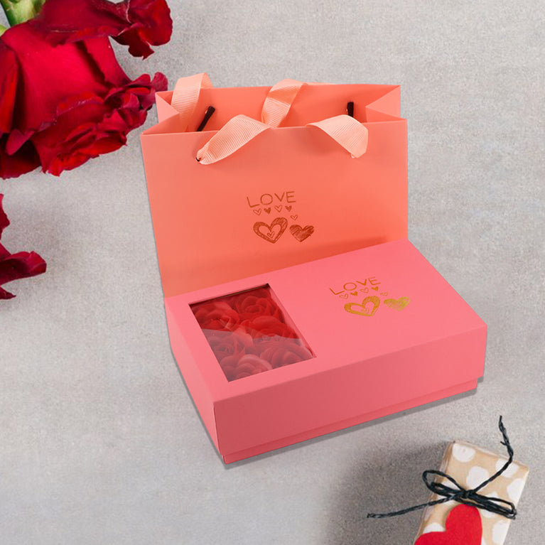 Jewellery Gift Box With Lids  Roses Packaging Box With 6 Roses (1 Set)
