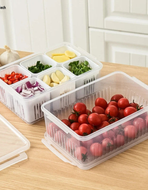 Food Storage Containers With Lids Airtight,6-In-1 Storage Box Kitchen Scallion Storage Box