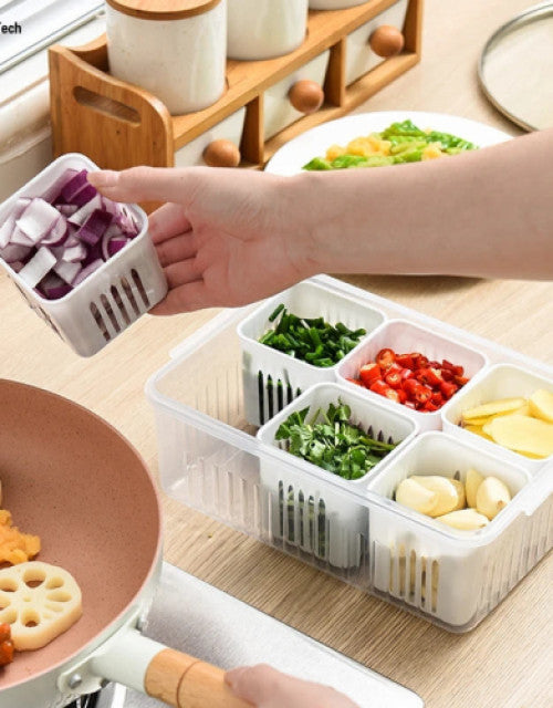 Food Storage Containers With Lids Airtight,6-In-1 Storage Box Kitchen Scallion Storage Box