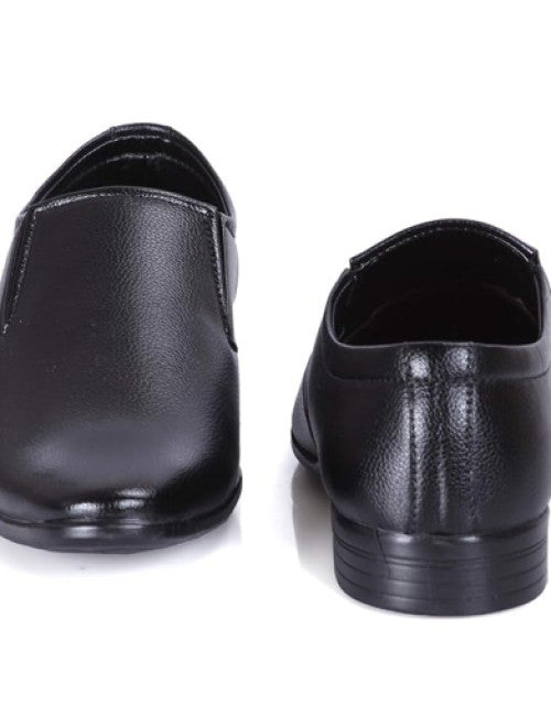 Foot Treck Men's Black Formal Everyday Wear Men's Synthetic Slip-On Shoe