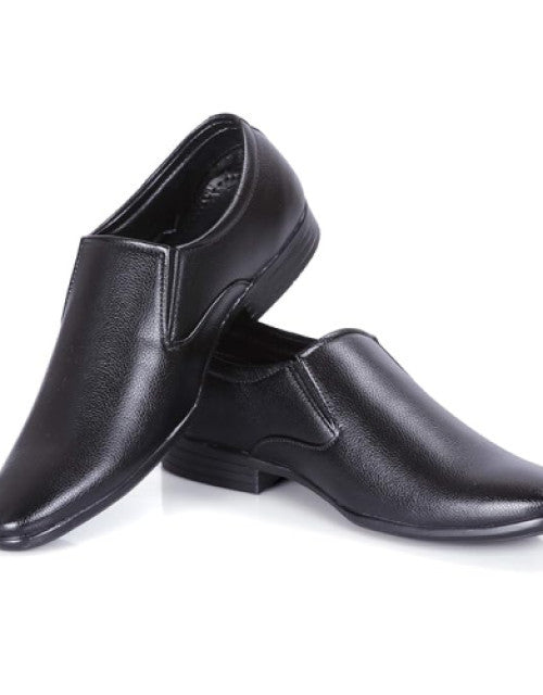 Foot Treck Men's Black Formal Everyday Wear Men's Synthetic Slip-On Shoe