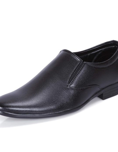 Foot Treck Men's Black Formal Everyday Wear Men's Synthetic Slip-On Shoe