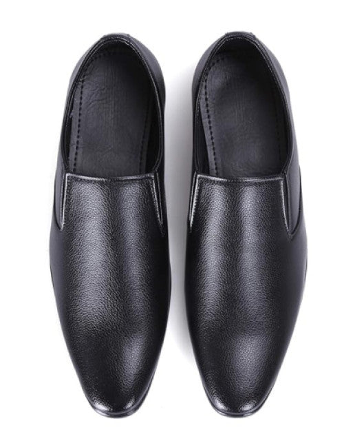 Foot Treck Men's Black Formal Everyday Wear Men's Synthetic Slip-On Shoe