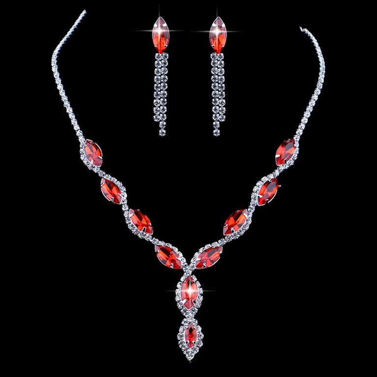 Necklace And Earrings Set Wedding Jewelry Set (1 Set  Mix Color)