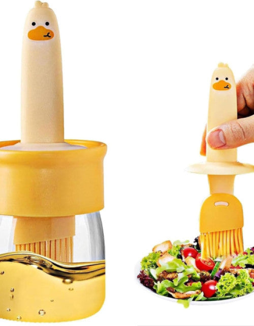 Glass Olive Oil Dispenser for Kitchen, 2 in 1 Oil Dispenser Bottle with Silicone Basting Brush