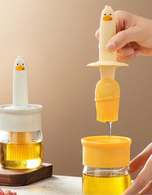 Glass Olive Oil Dispenser for Kitchen, 2 in 1 Oil Dispenser Bottle with Silicone Basting Brush