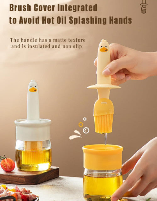 Glass Olive Oil Dispenser for Kitchen, 2 in 1 Oil Dispenser Bottle with Silicone Basting Brush