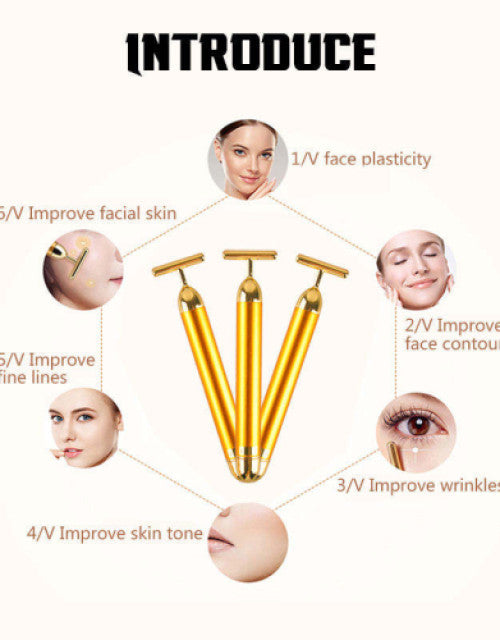 Gold Electric Beauty Stick Strong Vibration RF Facial Massager Slimming Tool Facial Tightening Tool