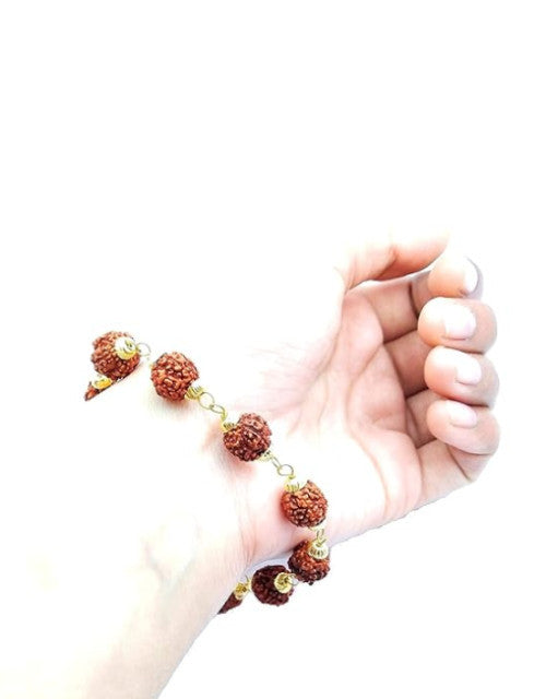 Golden cap Original & Stylish 5 Mukhi 5 Face Rudraksha bracelet for Men and Women