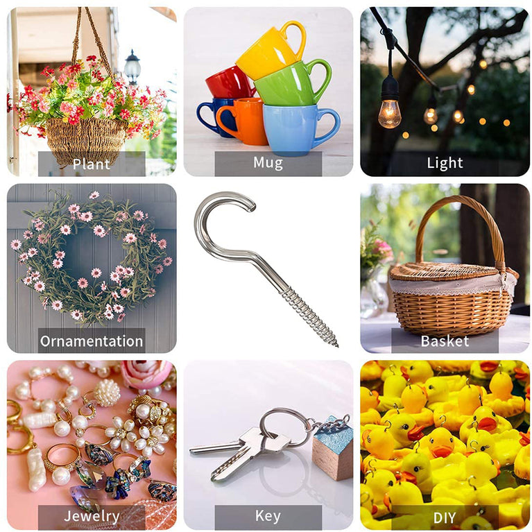 Eye Hooks Screw In Heavy Duty Stainless Steel Eye Bolts Screw (7 Pc Set)