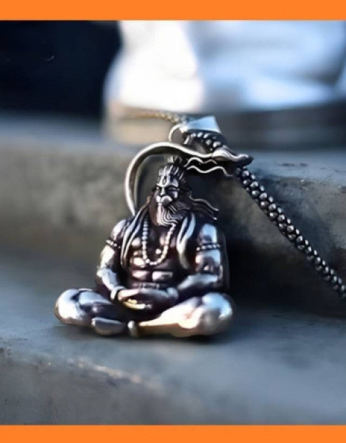 Hanuman Meditation Pendant Necklace with Chain for Men