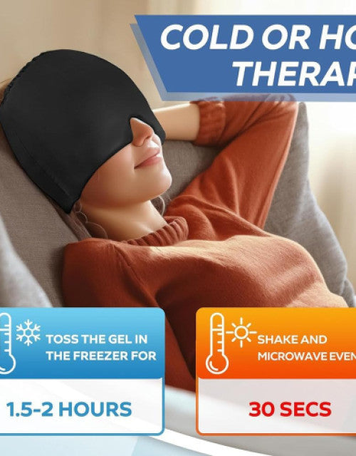 Headache Relief Hat,Ice Gel Headache Migraine Relief Hat,Cold Therapy Migraine Relief Mask for Puffy Eyes