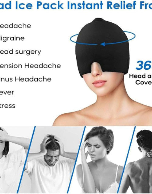 Headache Relief Hat,Ice Gel Headache Migraine Relief Hat,Cold Therapy Migraine Relief Mask for Puffy Eyes