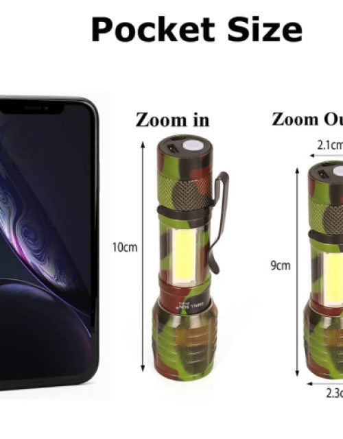 High Power Pocket 2 in 1 LED Flashlight Zoom Light Mini Size [Pack of 1]