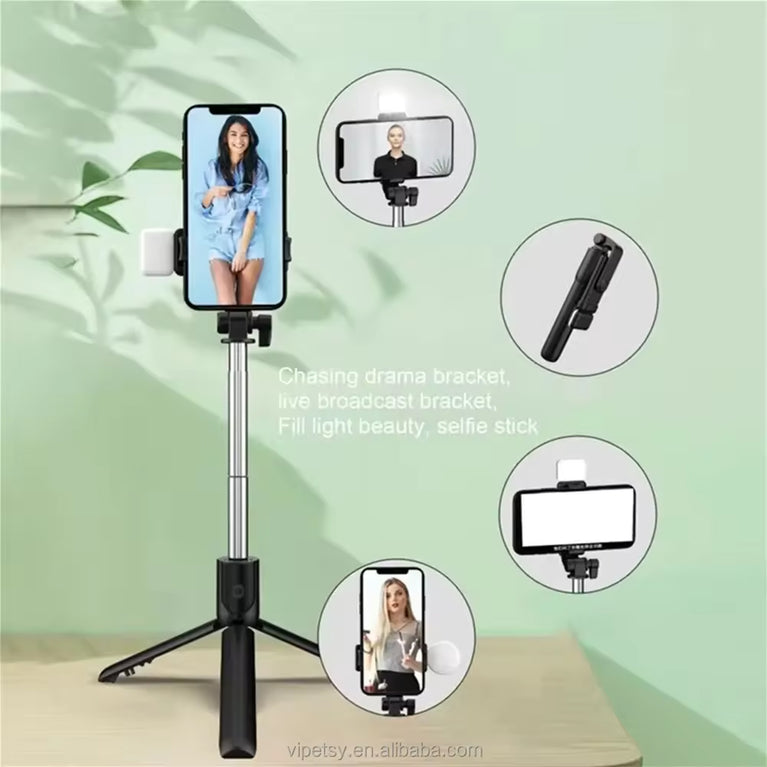 13120 Portable Foldable Selfie Stick With Remote Control 3-axis Tripod Hand Stabilizer For Smartphones Tiktok Vlog Youtuber Video Recording (1 Pc)