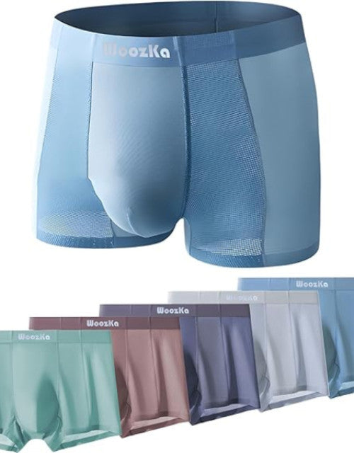 Ice Silk Mesh Mens Underwear - Seamless Trunks for Men - Breathable Boxer Briefs 3-Pack