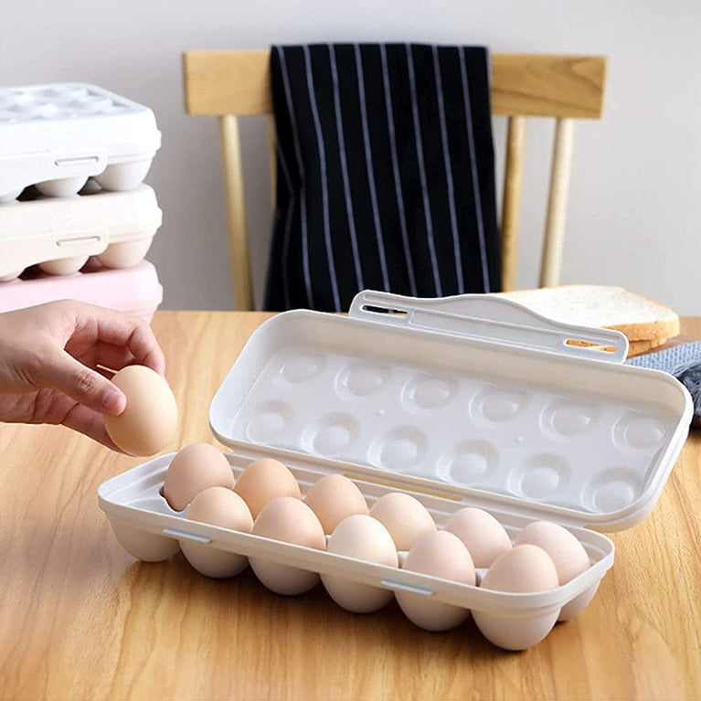 5727 18 Grid Egg Holder Storage Shock-proof Egg Container With Buckle Egg Carrier Egg Tray Egg Shelter Effective Full Seal Egg House Use For Fridge Camping Kitchen