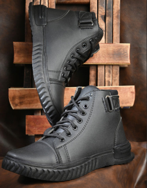 Lace Up Black Boots For Men