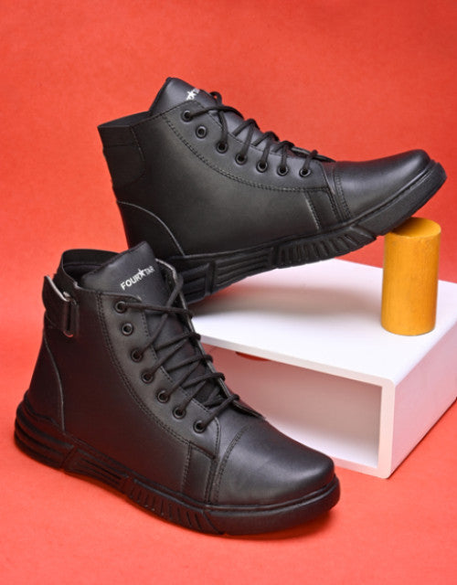 Lace Up Black Boots For Men