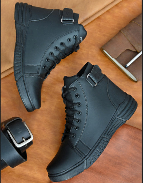 Lace Up Black Boots For Men