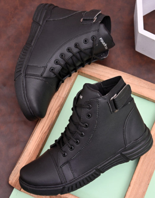 Lace Up Black Boots For Men