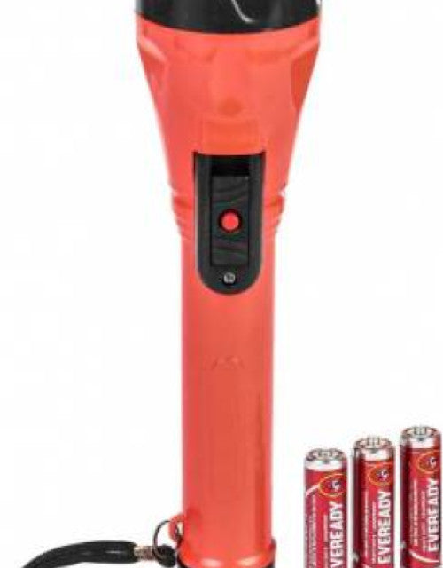 LED Flashlight Torch with 0.75 Watt LED and Lock Flasher Switch with Strong ABS Plastic Body (Red)