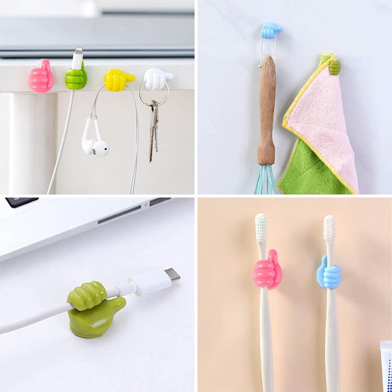 9117 Thumb Cable Clipscord Holder Multi-functional Wall Hooks Cable Organizer Cable Management For Desk Home Office Car Multi Color (Pack Of 10)