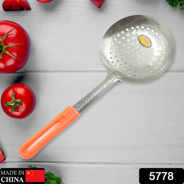 Colander Spoon Non Slip Hand Polished Thickened Hot Pot Spoon For Kitchen For Restaurant Stainless Steel Cooking Colander Skimmer Slotted Spoon Kitchen Strainer Ladle With Long Handle For Kitchen Cooking Baking (35 Cm)