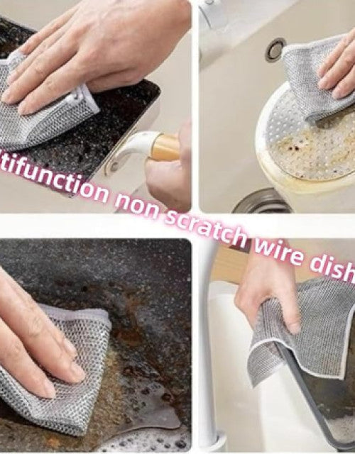 Magic Metal Kitchen Cleaning Cloth - Non-Stick Dishwashing Towel Set (Pack of 6)