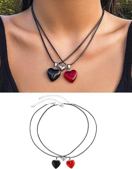 Magnet Couple Necklace Choker Heart Magnet Couple Pendant