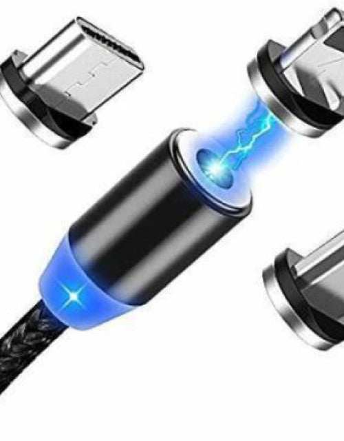 Magnetic Ultra Fast Charging Cable, 360 Degree 3in1 Jack, LED Indicator Light Cable Compatible with All Type-C| Micro USB| Smartphone, Android and iOS Smartphone